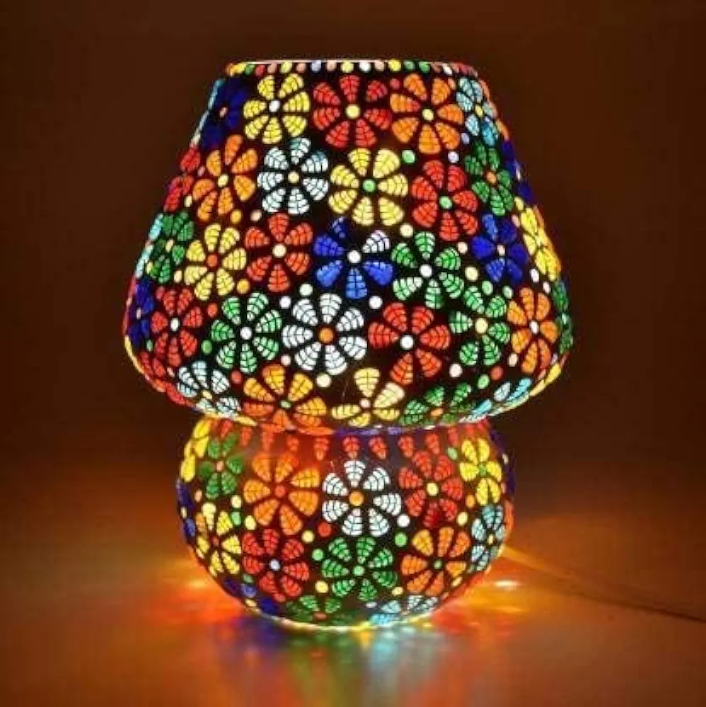 Mushroom shaped glass lamp