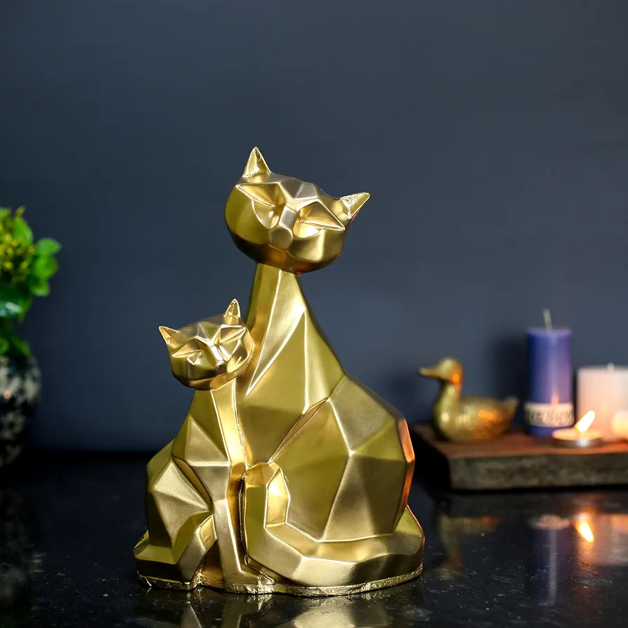 Golden cat Resin statue