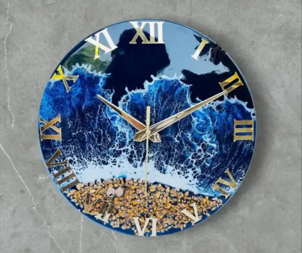 Resin wooden modern wall clock