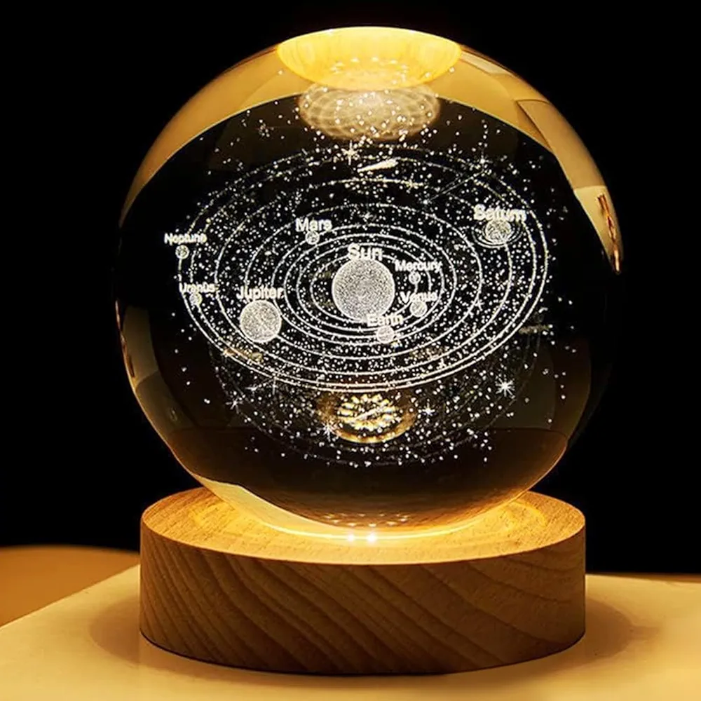 Solar system crystal lamp