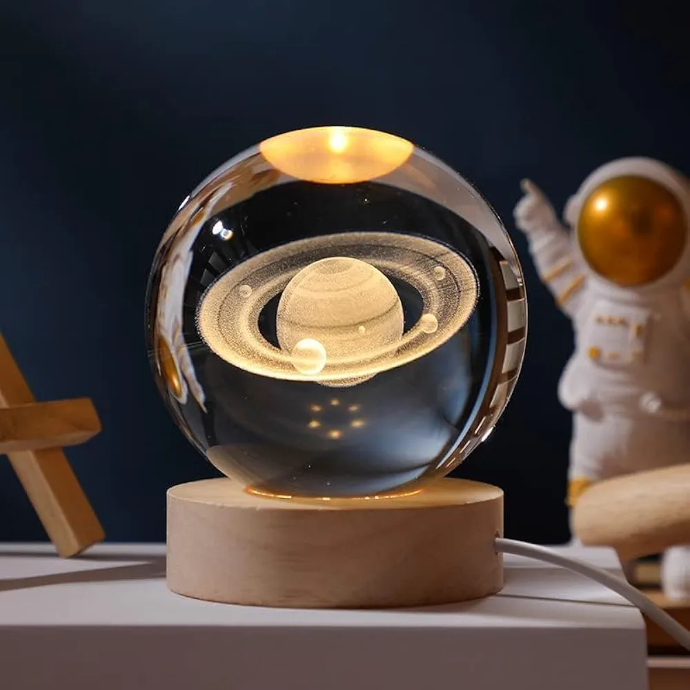 Saturn crystal lamp