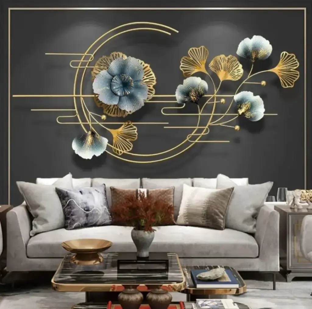 Flower round metal wall art