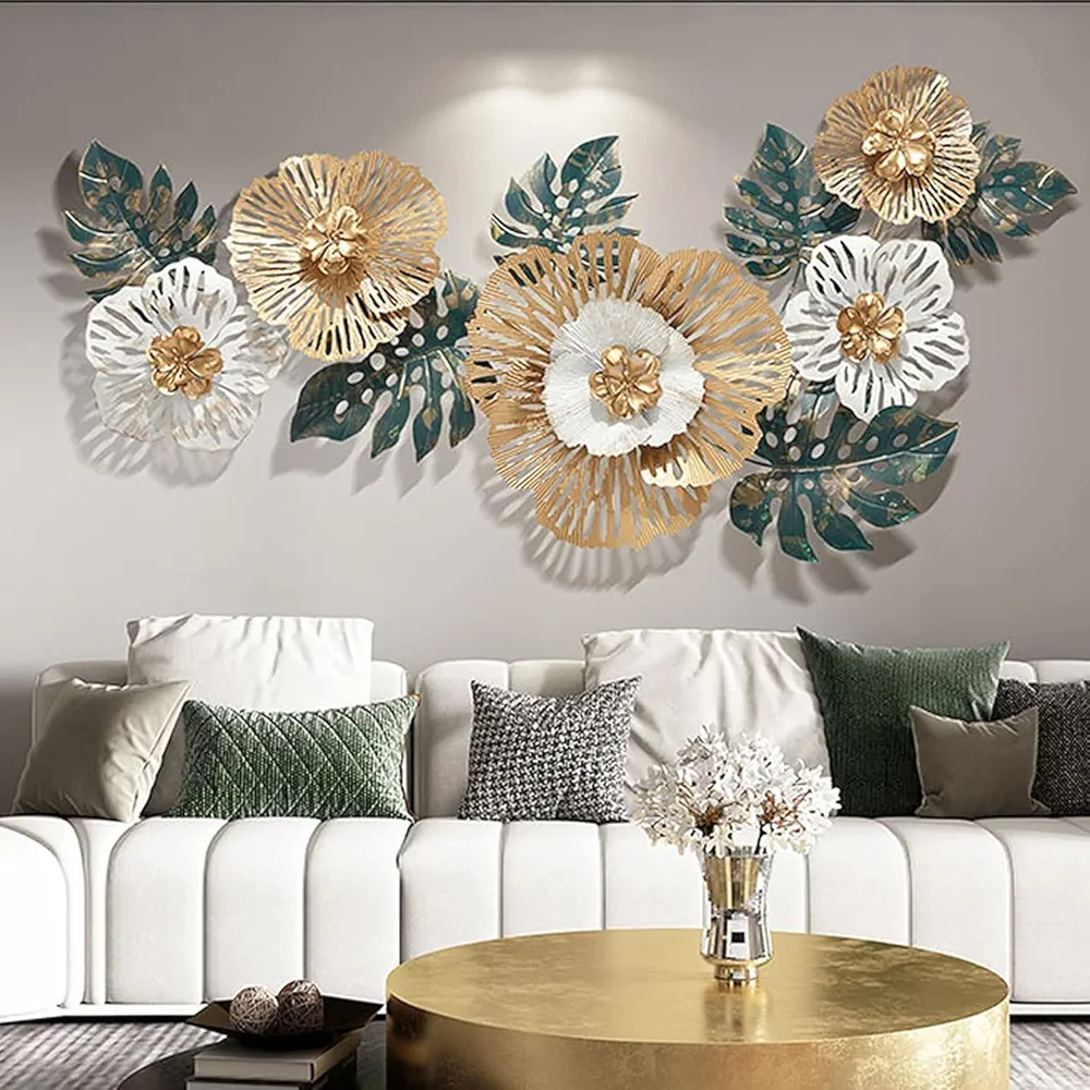 Flower petals metal wall art