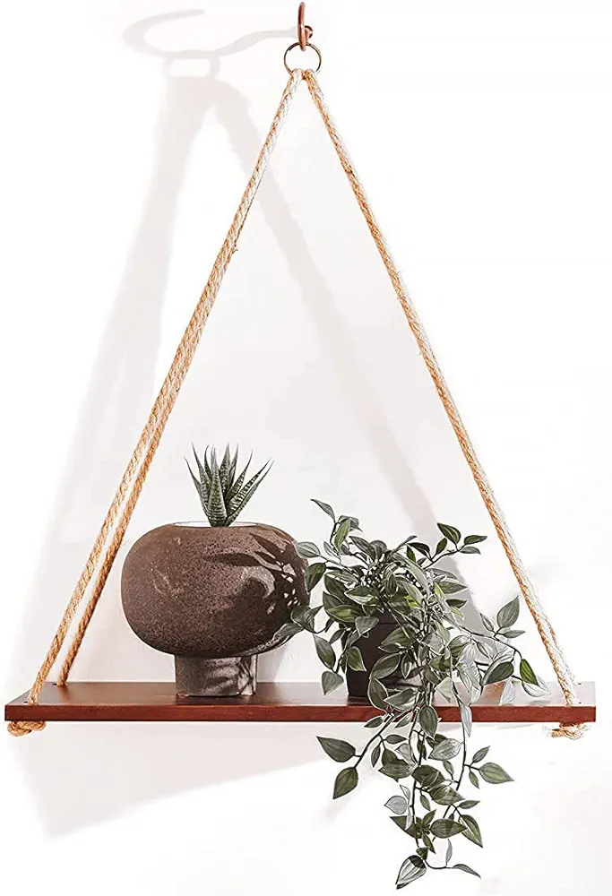 Adjustable rope hanging shelves