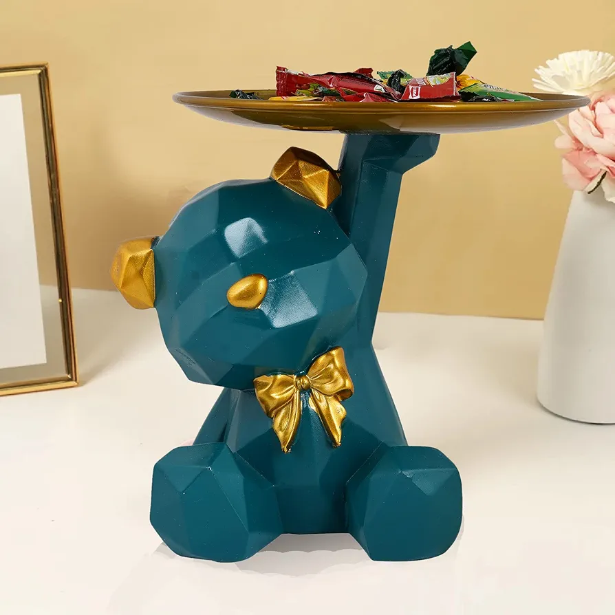 Platter teddy bear showpiece